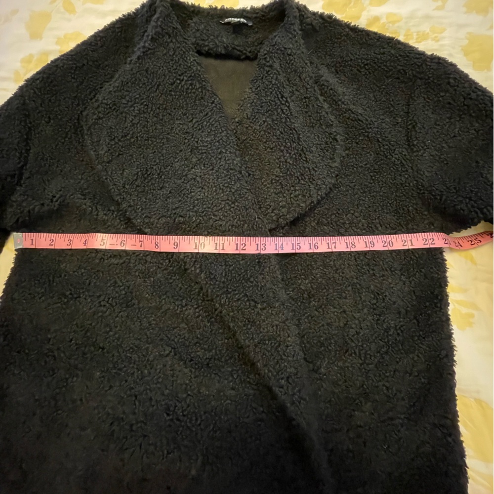 Express Sherpa Open Front Jacket Collar Soft Blac… - image 6